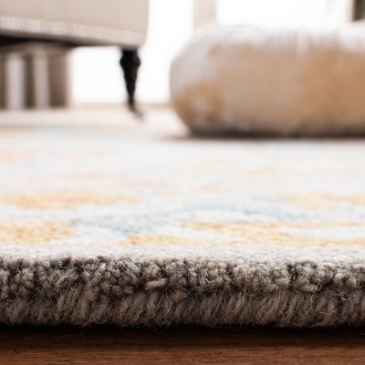 Handmade Tufted Gray Wool Square Rug - 59" Non-Slip Comfort