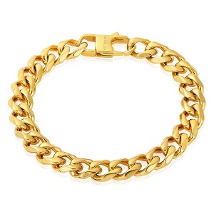 Crucible Men's Curved Link Curb Chain Gold Steel Bracelet - 1 of 4