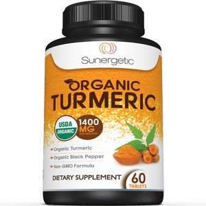 Sunergetic USDA Certified Organic Turmeric Supplement Includes Organic Turmeric & Organic Black Pepper - 1 of 3