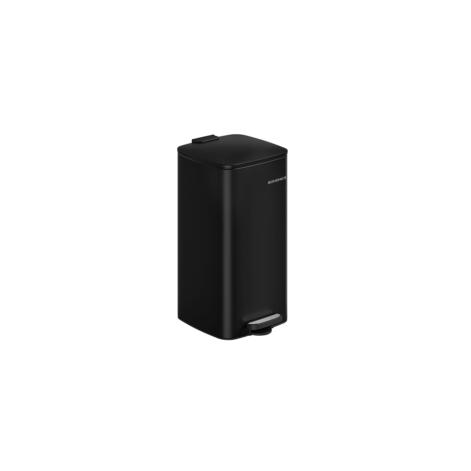 SONGMICS Trash Can, 8-Gallon (30 L) Trash Bin, Stainless Steel Kitchen Garbage Can, with Inner Bucket, Soft Close and Stays Open, Ink Black