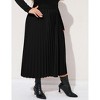 Plus Size Pleated Skirt Women's Plus Size Skirt Elastic Waist Boho Skirts Plus Size Midi Skirts for Curvy Women with Pockets (Black&White,2XL) - 3 of 4