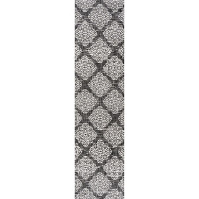 Black and Ivory Medallion Flat Woven Indoor/Outdoor Rug