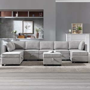 9-Seat Modular Sectional Sofa with Storage, Oversized U Shaped Couch Set with Ottomans for Living Room - Morden Fort - 1 of 4