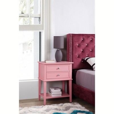 Newton Pink 2-Drawer Nightstand with Open Shelf