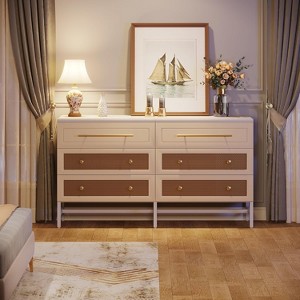 Hommoo 55 Inches Long 6 Drawer Double Dresser White - 1 of 4