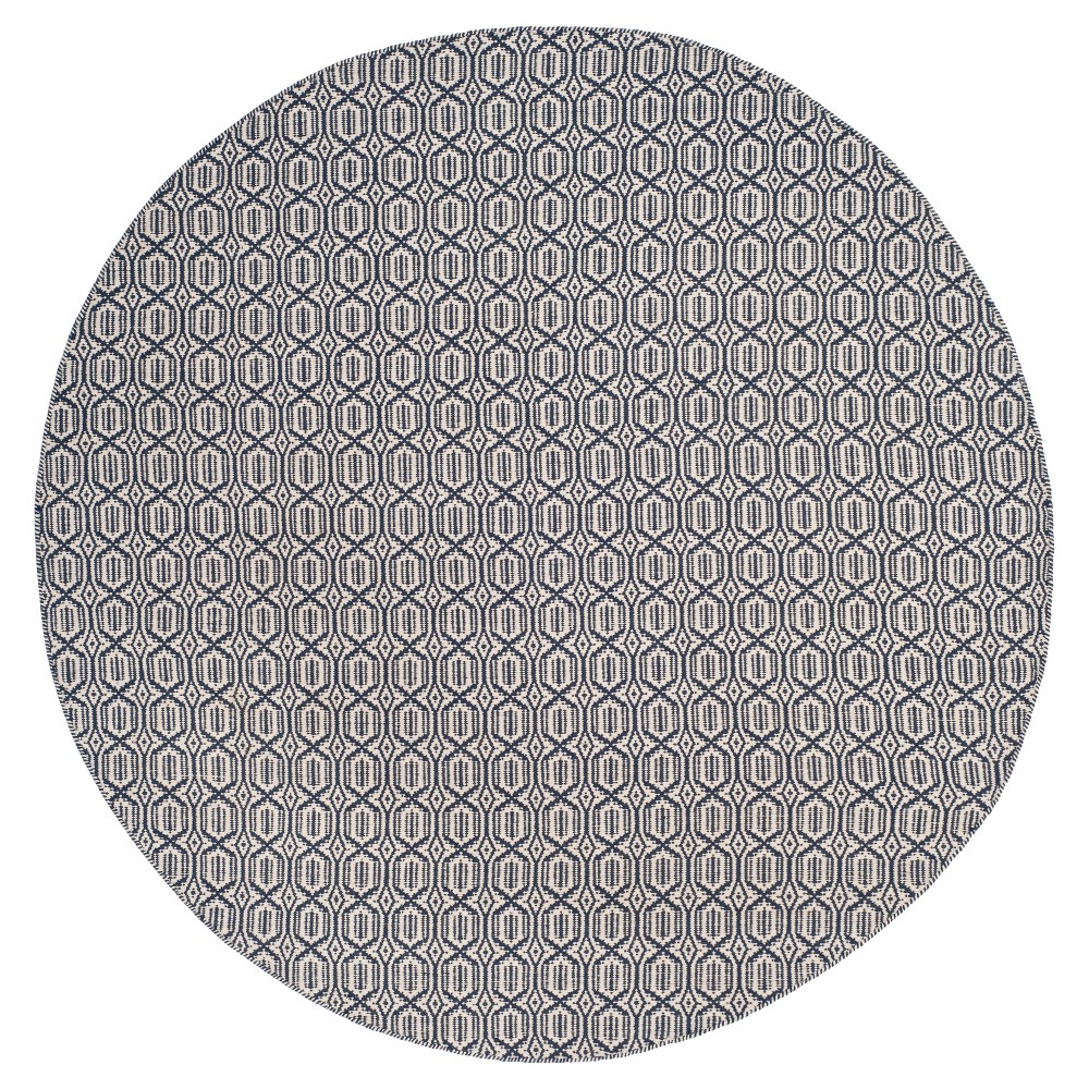 Ivory/Navy Geometric Flatweave Woven Round Area Rug 6' - Safavieh