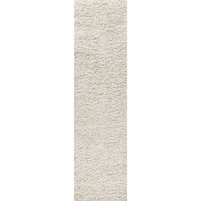 Cream Shag Reversible Synthetic Area Rug, 2 x 8