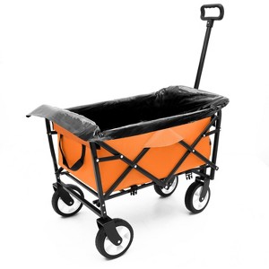Collapsible Foldable Wagon Cart Beach Wagon Heavy Duty Utility Cart with 3pcs plastic Liner bag /Cover for Camping - 1 of 4