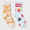 Kid's Popcorn Christmas 2pk Cozy Crew Socks - Ivory/Yellow/Blue 2-5 - 2 of 4