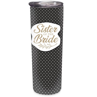 Elanze Designs Sister Of The Bride White Dots 20 ounce Stainless Steel Travel Tumbler