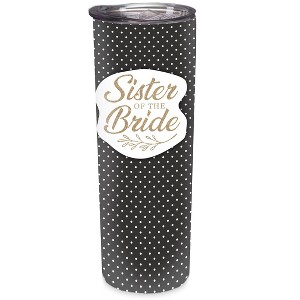 Elanze Designs Sister Of The Bride White Dots 20 ounce Stainless Steel Travel Tumbler - 1 of 4