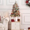 3ft Pre-Lit Snow Flocked Christmas Tree with 78 Lights, Red Berries and Timer, Potted Base - 3 of 4