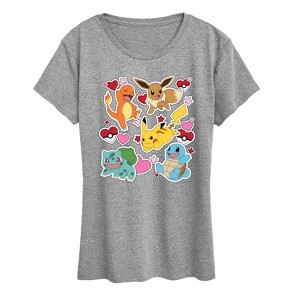 Women's - Pokémon - Valentine's Day Heart Sticker Short Sleeve Graphic T-Shirt - 1 of 4