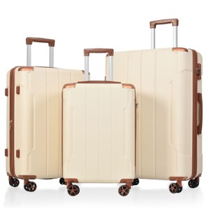 FURNIinspire Bag And Luggage Sets 3 Piece Suitcase Set, Expandable Hard Shell Carry On Luggage Sets, Travel Luggage White, 12"*18.3"*29.9" - 1 of 4