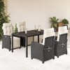 vidaXL Patio Dining Set with Cushions Outdoor Garden Furniture Poly Rattan - Black and Cream 59.1" Table Length 4 Piece - 2 of 4