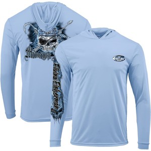 Flying Fisherman Pirate Skull Performance Pullover Hoodie - Blue Mist - 1 of 2