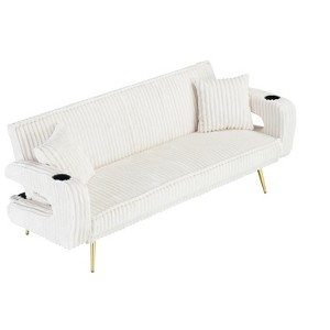 Dexmalle minimalist straight corduroy sofa bed withadjustable in three levels - 1 of 4