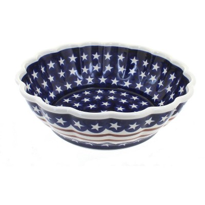 Blue Rose Polish Pottery 1279 Zaklady Large Scallop Bowl