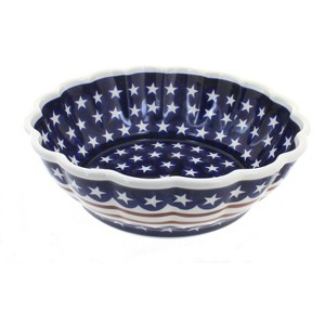 Blue Rose Polish Pottery 1279 Zaklady Large Scallop Bowl - 1 of 1