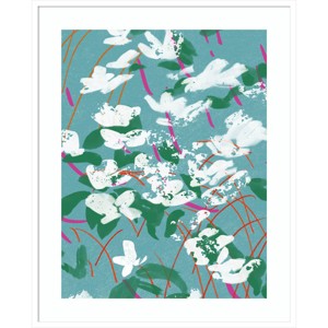 33" x 41" Teal Tales by Jenny Frean Wood Framed Wall Art Print - Amanti Art: Modern Botanical Lithograph, Hardwood Frame, Wire Mount - 1 of 4