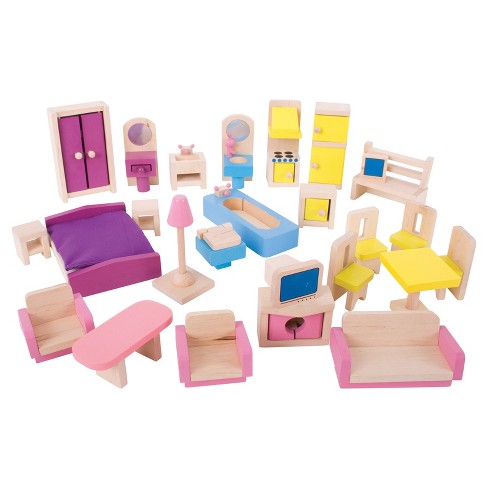 Bigjigs Toys Wooden Dollhouse Furniture Set Target