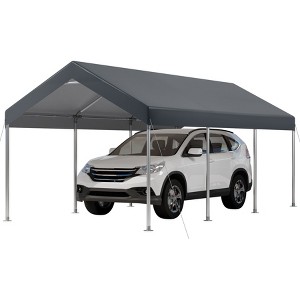 Carport, Doors and Ventilated Window, Portable Garage, Waterproof and UV Protection Garage Tent - 1 of 4