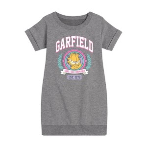 Girls' - Garfield - Collegiate Graphic Short Sleeve Fleece Dress - 1 of 4