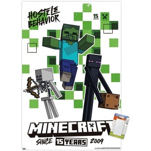 Trends International Minecraft: 15th Anniversary - Hostile Behavior Unframed Wall Poster Prints - 1 of 4