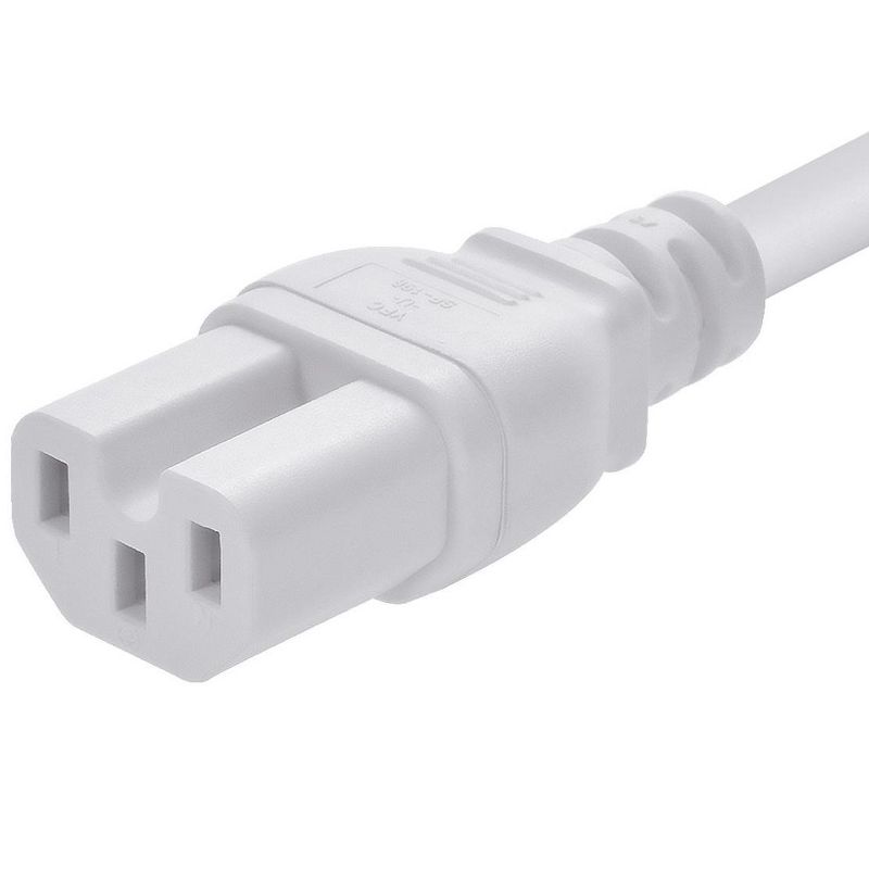 Monoprice Heavy Duty Power Cord - 8 Feet - White | NEMA 5-15P to IEC 60320 C15, 14AWG, 15A, SJT, 125V, For PCs, Monitors, Scanners, and Printers, 4 of 7