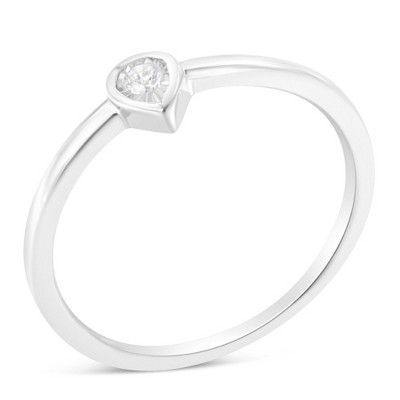 Silver 1/20 Cttw Diamond Teardrop Pear-Shaped Miracle Set Promise Ring