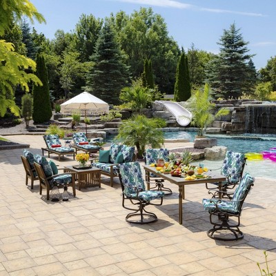 Salome Tropical Blue and Green High Back Outdoor Dining Chair Cushion