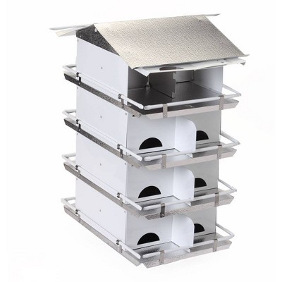 26" White and Silver Aluminum 4-Floor Purple Martin Bird House