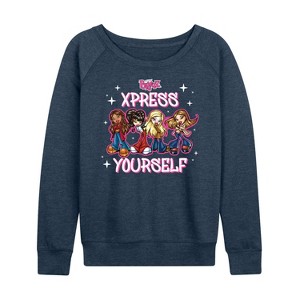 Women's - Bratz - Xpress Yourself Lightweight French Terry Wide Neck Long Sleeve Shirt - 1 of 4
