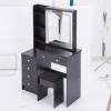NicBex 29"/37"/41" Vanity Desk with Padded Stool,Makeup Vanity Set with Brightness Adjust LED Mirror,Vanity Table for Bedroom,Black - 2 of 4
