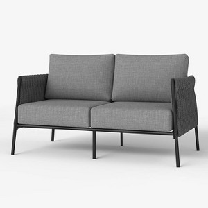 LayinSun Outdoor Patio Woven Rope Loveseat, 2-Person Deep Seating Modern Sofa 2-Seat for Outside - 1 of 4