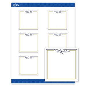 Avery 3" x 3" Labels, Gold & Navy Border with Florals, 60 ct - 1 of 4