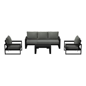 WestinTrends Montara 6-Piece Modern HDPE Outdoor Patio Furniture Sofa Conversation Set with Coffee Table - 1 of 4