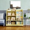Alilang 35.50 Inch Double-Sided Kids Bookshelf with Open Shelves and Tiered Book Display - Yellow - 2 of 4