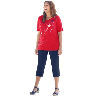 Catherines Women's Plus Size Petite Stars & Shine Tee