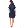 Alexander Del Rossa Women's Satin Nightgown, Boyfriend Style Short Sleeve Sleep Shirt - 2 of 3