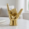 Decorative Stoneware Ceramic Hand Sculpture with Shaka Gesture Silhouette Contemporary Abstract Accent Art Figurine Modern Handcrafted Display Object - 3 of 4