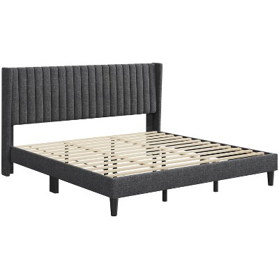 Yaheetech Upholstered Bed Frame with Wing Side
