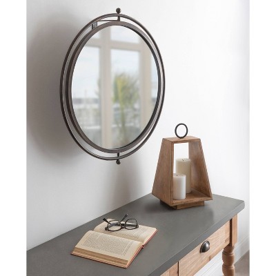 Elegant Silver Round Swivel Vanity Mirror with Rustic Charm