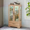 FONTOI Corner Curio Cabinet with Adjustable Shelves, Display Storage with 2 Doors,1 Drawer for Living Room, Oak, 11.81"*47.44"*25.98" - 2 of 4
