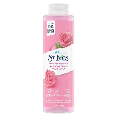 St. Ives Rose Water & Aloe Vera Plant-Based Natural Body Wash Soap - 22  fl oz