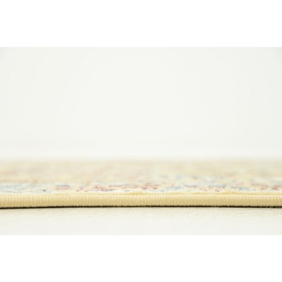 Beige Rectangular Synthetic Easy-Care Stain-Resistant Rug