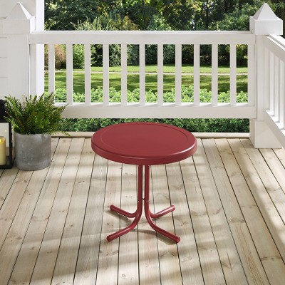 Griffith Red 25" Retro Metal Outdoor Side Table