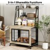 Costway 38” Heavy-Duty Dog Kennel on Wheels w/ Pull-out Tray Indoor Pet Furniture Wood Dog House Gray - 4 of 4