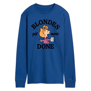 Men's - Peanuts - Blondes Get More Done Long Sleeve Graphic T-Shirt - 1 of 4