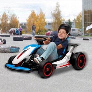 24V Kids Go Kart, Powerful Drift Kart with Dual 150W Motors, High Speed Electric Outdoor Ride On Toy, Battery Powered Ride On Racing Car with Music - 1 of 4